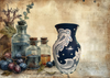 Glass VASE NAUTICAL BLUE Decoupaged LACE and BLING Wedding Decor Shelf Sitter Lace Vase Shabby Chic Victorian BoHo Decor Gift Idea - JAMsCraftCloset