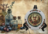 Glass PLATE Round CHRISTMAS DEER 3 Country Farmhouse Kitchen Shelf Sitter Handmade Decoupaged Repurposed Upcycled Birthday Gift Idea - JAMsCraftCloset