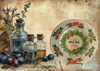 Round Glass Plate Reverse Decoupaged Christmas Holiday DON'T GET YOU TINSEL IN A TANGLE Farmhouse Country Shelf Sitter Handmade Gift Idea &nbsp;- JAMsCraftCloset