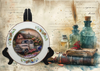 Glass PLATE Round WHITE FARM TRUCK -FARM PERFECT FARM Country Farmhouse Kitchen Shelf Sitter Handmade Decoupaged Repurposed Upcycled Birthday Gift Idea - JAMsCraftCloset