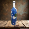 GLASS BOTTLE WHITE With Decoupaged BLUE SILK FLOWERS and PEARLS Shelf Sitter Home Decor Country Farmhouse Decor Wedding Decor Gift Idea - JAMsCraftCloset