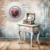 PLATE CHARGER WHITE PLASTIC ROUND Decoupaged Hand Painted Upcycled Repurposed Wall Art DATE NIGHT Home Decor Closet Wall Art Gift - JAMsCraftCloset