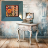TRAY Pale Blue Plastic Square Decoupaged Hand Painted Upcycled Repurposed Wall Art SPRING FLORAL - HELLO Home Decor Wall Art Gift - JAMsCraftCloset