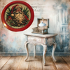 TRAY RED METAL ROUND Decoupaged Hand Painted Upcycled Repurposed Wall Art SANTA FACE - I STILL BELIEVE With Bling Home Decor Christmas Wall Art Gift - JAMsCraftCloset