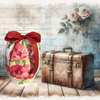 Glass WHITE Vase Decoupaged PINK-RED FLORAL With RED BOW Wedding Decor Shelf Sitter Floral Vase Flower Vase Gift Idea Table Decor Centerpiece Home Decor Cottage Chic Farmhouse Decor Victorian Decor - JAMsCraftCloset