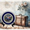 Glass PLATE Round IT IS OK TO BE A LITTLE BLUE - BLUEBERRIES Country Farmhouse Kitchen Shelf Sitter Handmade Decoupaged Repurposed Upcycled Birthday Gift Idea - JAMsCraftCloset