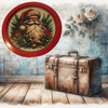TRAY RED METAL ROUND Decoupaged Hand Painted Upcycled Repurposed Wall Art SANTA FACE - I STILL BELIEVE With Bling Home Decor Christmas Wall Art Gift - JAMsCraftCloset