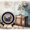 Glass PLATE Round THE BLUE THAT MAKES YOU FEEL BETTER - BLUEBERRIES Country Farmhouse Kitchen Shelf Sitter Handmade Decoupaged Repurposed Upcycled Birthday Gift Idea - JAMsCraftCloset