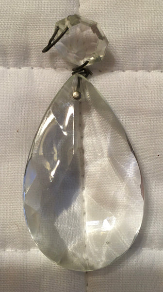 Vintage Glass Chandelier Crystals Teardrop Shape, Crystal Chandelier Prisms, Replacement Parts, Clear, Chrome Pins SET OF 10 - JAMsCraftCloset