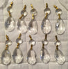 Vintage Glass Chandelier Crystals Teardrop Shape, Crystal Chandelier Prisms, Replacement Parts, Clear, Chrome Pins SET OF 10 - JAMsCraftCloset