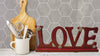 LOVE Sign Deep Burgundy With White Bling Flowers Shelf Sitter - JAMsCraftCloset