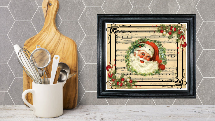 Christmas Cutting Board Design Download, Santa Glass Cutting Board PNG  Printable Digital File 