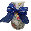 Glass Vase Decoupaged Red Blue Yellow Floral Wedding Decor Shelf Sitter Floral Vase Flower Vase Gift Idea