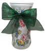 Glass Vase Decoupaged Red Blue Yellow Floral Wedding Decor Shelf Sitter Floral Vase Flower Vase Gift Idea