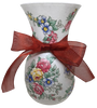 Glass Vase Decoupaged Red Blue Yellow Floral Wedding Decor Shelf Sitter Floral Vase Flower Vase Gift Idea