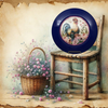 PLATE CHARGER NAVY BLUE PLASTIC ROUND DECOUPAGED Upcycled Repurposed Wall Art or Shelf Sitter HEN PINK ROSES Kitchen Decor Home Decor Wall Art Gift WEDDING - JAMsCraftCloset