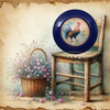 PLATE CHARGER NAVY BLUE PLASTIC ROUND DECOUPAGED Upcycled Repurposed Wall Art or Shelf Sitter RISE AND SHINE ROOSTER Decor Kitchen Decor Home Decor Wall Art Gift WEDDING - JAMsCraftCloset