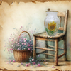 Glass VASE Decoupaged SUNFLOWERS Wedding Decor Shelf Sitter Vase Shabby Chic Victorian BoHo Decor Gift Idea - JAMsCraftCloset