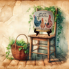 SQUARE Plastic PLATE Farmhouse Country Wall Art Shelf Sitter Decoupage CHICKENS - WILD AND FREE Handmade Gift Idea Crafters Delight - JAMsCraftCloset