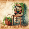 SQUARE Plastic PLATE Farmhouse Country Wall Art Shelf Sitter Decoupage ANTIQUE WATER PUMP - GOOD MORNING Handmade Gift Idea Crafters Delight - JAMsCraftCloset