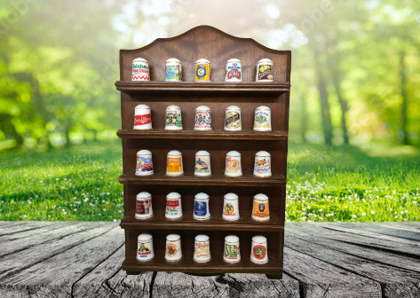 Thimbles The Country Store Thimbles and Display Rack Set of 25 Fine Po ...