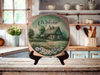 SQUARE Plastic PLATE Farmhouse Country Wall Art Shelf Sitter Decoupage FARMHOUSE DAISIES - WELCOME Handmade Gift Idea Crafters Delight - JAMsCraftCloset