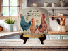 SQUARE Plastic PLATE Farmhouse Country Wall Art Shelf Sitter Decoupage CHICKENS - WILD AND FREE Handmade Gift Idea Crafters Delight - JAMsCraftCloset