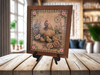 Vintage Wood Frame Decoupaged on Glass - Hen With Chicks Buttons - Shelf Sitter Handmade Country Farm Decor Wall Art Gift - JAMsCraftCloset
