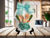Wood Egg Chenille Bedspread Covered EASTER EGG Wall Art BUNNY IN AQUA Shelf-Sitter Gift Idea Unique Home Holiday Decor - JAMsCraftCloset