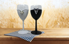 Stemware Glasses BRIDE and GROOM WINE Toasting Glasses WEDDING Hand Painted Black and White With Bling, Rose. Plaid Tie - JAMsCraftCloset