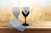 Stemware Glasses BRIDE and GROOM WINE Toasting Glasses WEDDING Hand Painted Black and White With Bling and Lace - JAMsCraftCloset