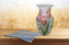 Glass VASE Decoupaged TULIPS Wedding Decor Shelf Sitter Vase Shabby Chic Victorian BoHo Decor Gift Idea - JAMsCraftCloset