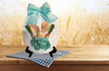 Wood Egg Chenille Bedspread Covered EASTER EGG Wall Art BUNNY IN AQUA Shelf-Sitter Gift Idea Unique Home Holiday Decor - JAMsCraftCloset