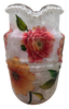 Glass PITCHER Decoupaged VIBRANT FLORAL Wedding Decor Shelf Sitter Basket Shabby Chic Victorian BoHo Home Decor Gift Idea - JAMsCraftCloset