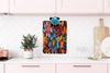 Clipboard Vintage Upcycled Handcrafted BOLD AND VIBRANT Black Blue Yellow Pink Floral Print Design Gift Idea Unique {{ JAMsCraftCloset }}