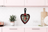 CAST IRON HEART SHAPED Frying Pan Skillet MINI Black KISS THE COOK Farmhouse Country KITCHEN Wall Art Decoupaged Repurposed Upcycled Gift Idea Crafters Delight - JAMsCraftCloset