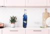 GLASS BOTTLE WHITE With Decoupaged BLUE SILK FLOWERS and PEARLS Shelf Sitter Home Decor Country Farmhouse Decor Wedding Decor Gift Idea - JAMsCraftCloset