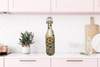 GLASS BOTTLE Tan With Wire Cork Decoupaged YELLOW 3-D Flowers Shelf Sitter Home Decor Country Farmhouse Decor Wedding Decor Gift Idea - JAMsCraftCloset