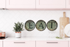Metal MINI Cake Pan Round Silver E_A_T Kitchen Dining Room Wall Art Handmade Hand Painted DECOUPAGED Repurposed Upcycled Gift {{ JAMsCraftCloset }}