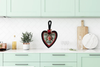 CAST IRON HEART SHAPED Frying Pan Skillet MINI Black KISS THE COOK Farmhouse Country KITCHEN Wall Art Decoupaged Repurposed Upcycled Gift Idea Crafters Delight - JAMsCraftCloset