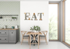 Hand Painted Fiberboard Letters Dusty Blue With Tan and Cream Floral Accents EAT Decorative Wall Art Kitchen Dining Room Decor Set of 3 Gift Idea - JAMsCraftCloset