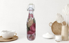 GLASS BOTTLE WHITE With Wire Cork Decoupaged PINK AND RED ROSES AND PINK PEARLS Shelf Sitter Home Decor Country Farmhouse Decor Wedding Decor Gift Idea - JAMsCraftCloset
