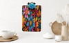 Clipboard Vintage Upcycled Handcrafted BOLD AND VIBRANT Black Blue Yellow Pink Floral Print Design Gift Idea Unique {{ JAMsCraftCloset }}