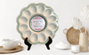 WHITE PLASTIC ROUND DEVILED EGG HOLDER Decoupaged Hand Painted IM HERE FOR THE DEVILED EGGS - Home KITCHEN Decor Shelf Sitter - JAMsCraftCloset