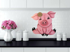 Wooden PIG 1 Hand Painted Hand Cut Pen and Ink Handmade Kitchen Decoration Wall Art Tier Tray Decoration Nursery Bathroom Home Decor Folk Art Primitive Gift Idea Unique Farmhouse Country Decor - JAMsCraftCloset