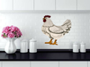 Wooden WHITE CHICKEN/HEN Hand Painted Pen and Ink Handmade Hand Cut Hand Painted Kitchen Decoration Wall Art Tier Tray Decoration Home Decor Folk Art Primitive Gift Idea Unique - JAMsCraftCloset