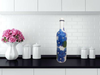 GLASS BOTTLE WHITE With Decoupaged BLUE SILK FLOWERS and PEARLS Shelf Sitter Home Decor Country Farmhouse Decor Wedding Decor Gift Idea - JAMsCraftCloset
