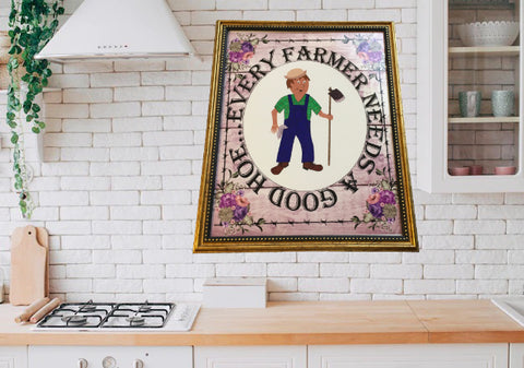 EVERY FARMER NEEDS A GOOD HOE Vintage Gold Wood Frame Sublimation on Metal Positive Saying Wall Art Home Decor Gift Idea One of a Kind-Unique-Home-Country-Decor-Cottage Chic-Gift - JAMsCraftCloset