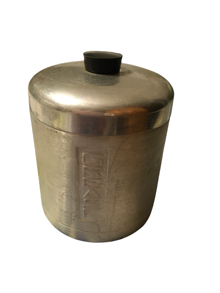 Vintage Aluminum GREASE Can Collectible - SteelMasters, Inc. Italy Spun Brushed Canister Kitchen Storage - JAMsCraftCloset