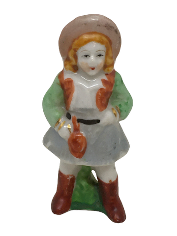 Vintage 1950s Porcelain Cowgirl Figurine - Made in Japan - Used - Collectible - Gift for Your Cowgirl or the Vintage Collector